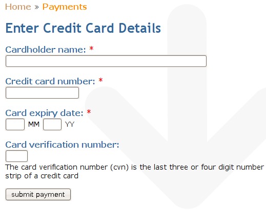 enter credit card details